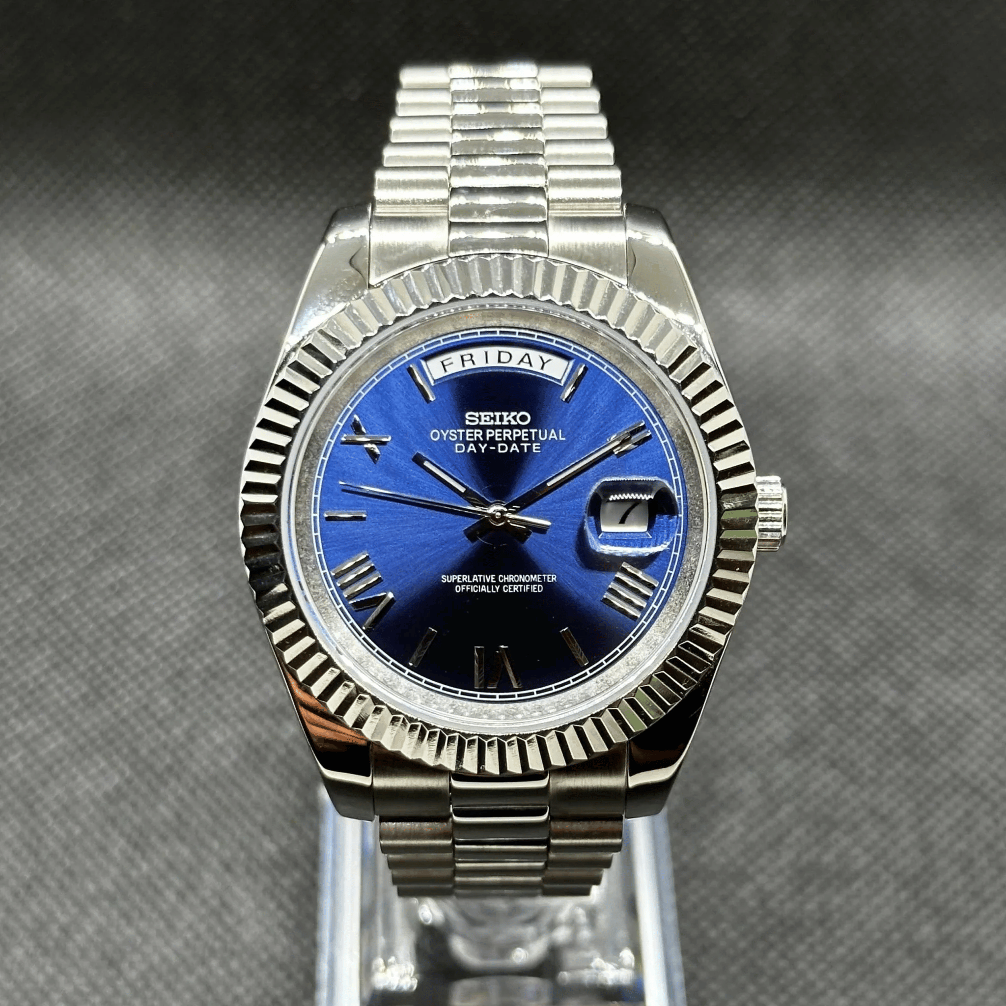 Seiko Mod Day Date Blue 36/40mm | Miyota 8285 Automatic