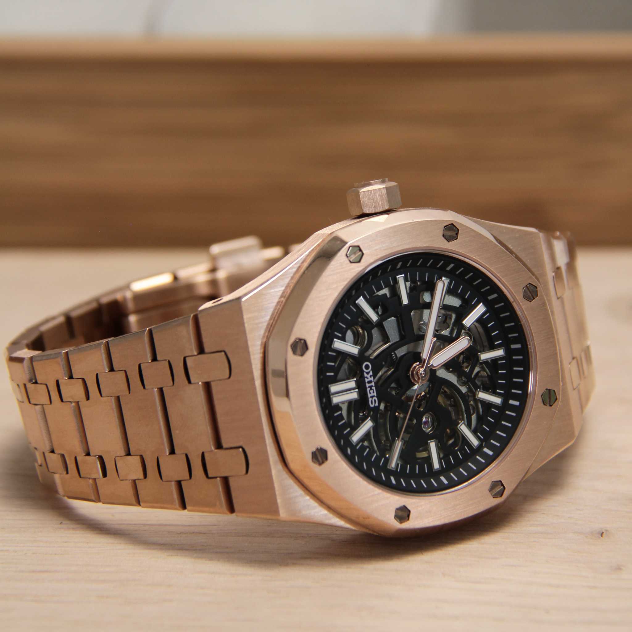 SEIKO MOD ROYAL OAK | SQUELETTE OR ROSE