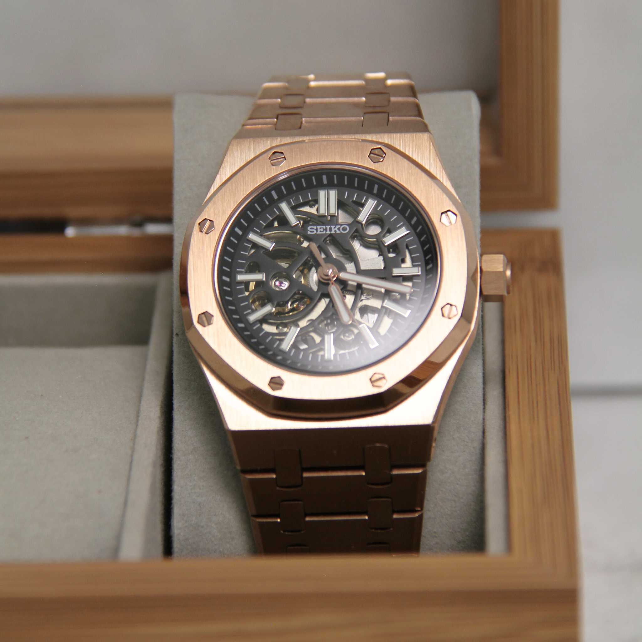 SEIKO MOD ROYAL OAK | SQUELETTE OR ROSE