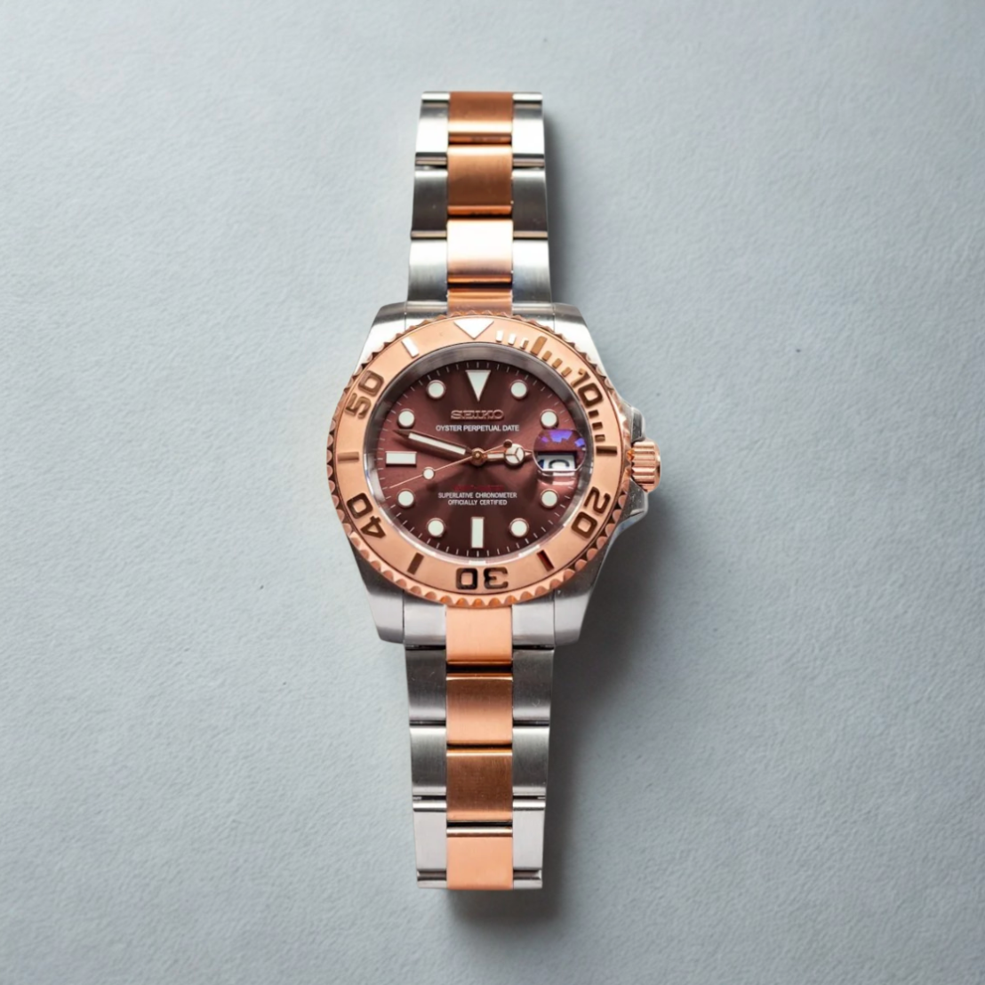 Seiko Mod Yachtmaster Rose Gold 40mm - Custom Automatic Watch | NH35