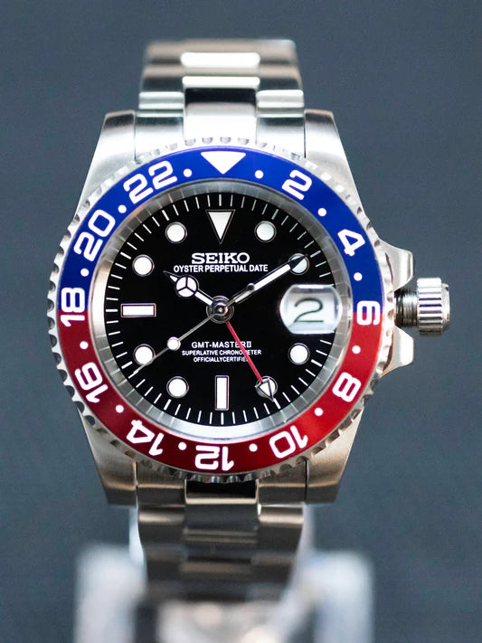 Seiko Mod GMT Pepsi Red Blue 40mm - Custom Automatic Watch | NH34