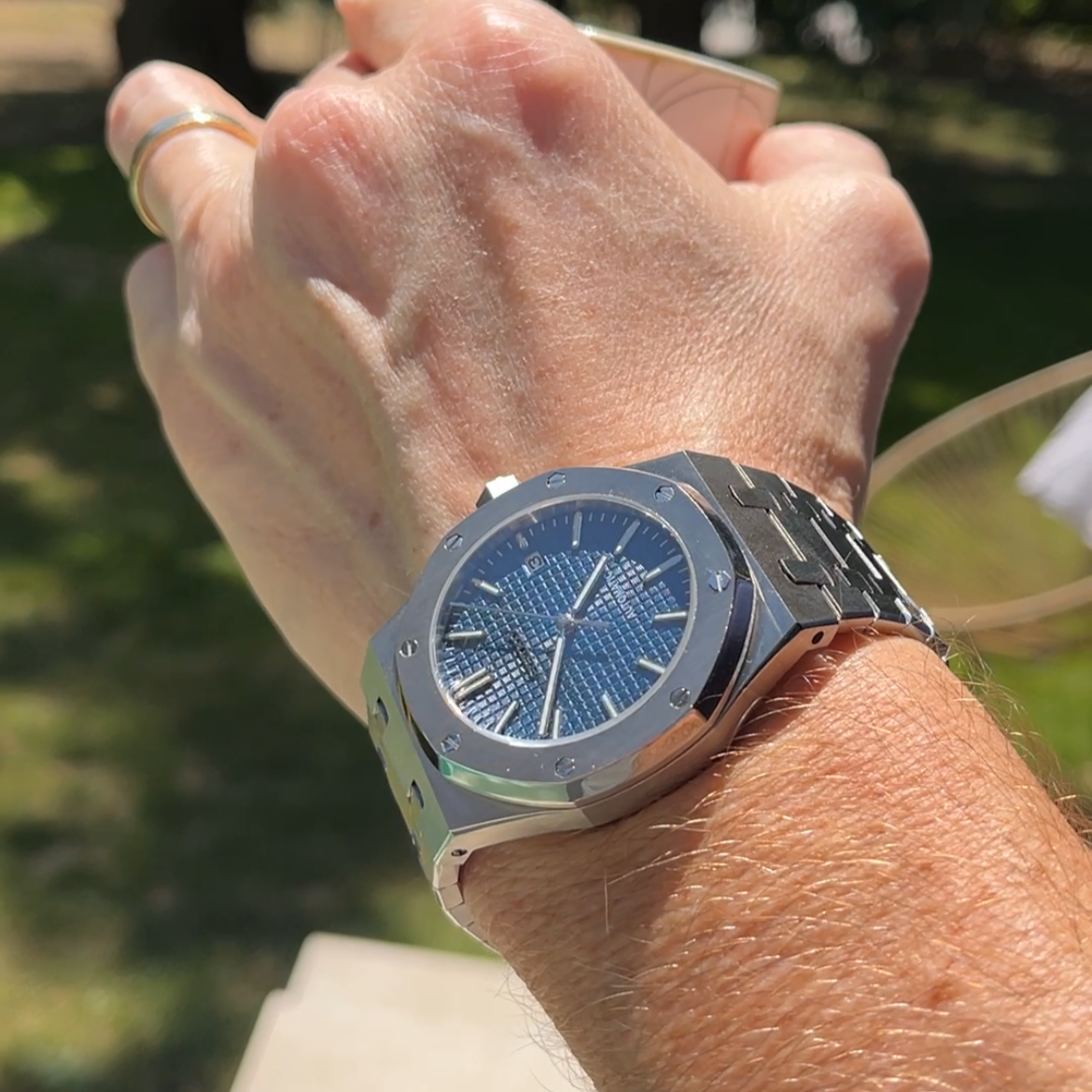 Seiko Mod Royal Oak Blue 41mm - Custom Automatic Watch | NH35