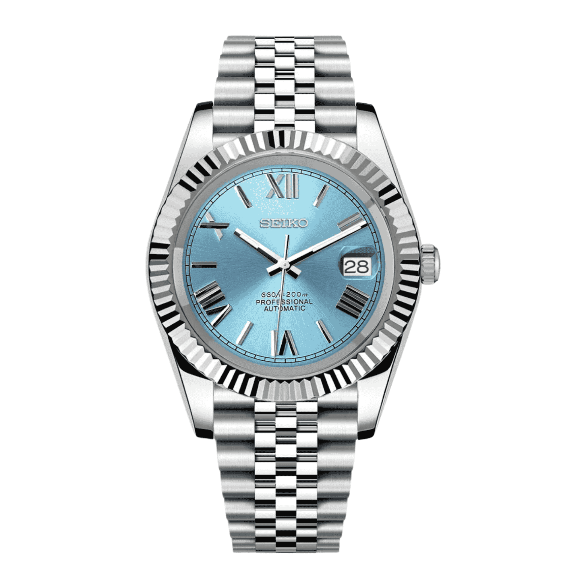 SEIKO MOD DATEJUST | CHIFFRES ROMAINS BLEU