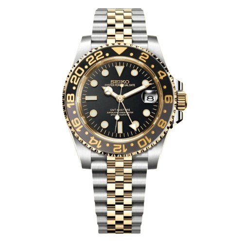 Seiko Mod GMT Two-Tone Black Gray Gold Zombie 40mm - Custom