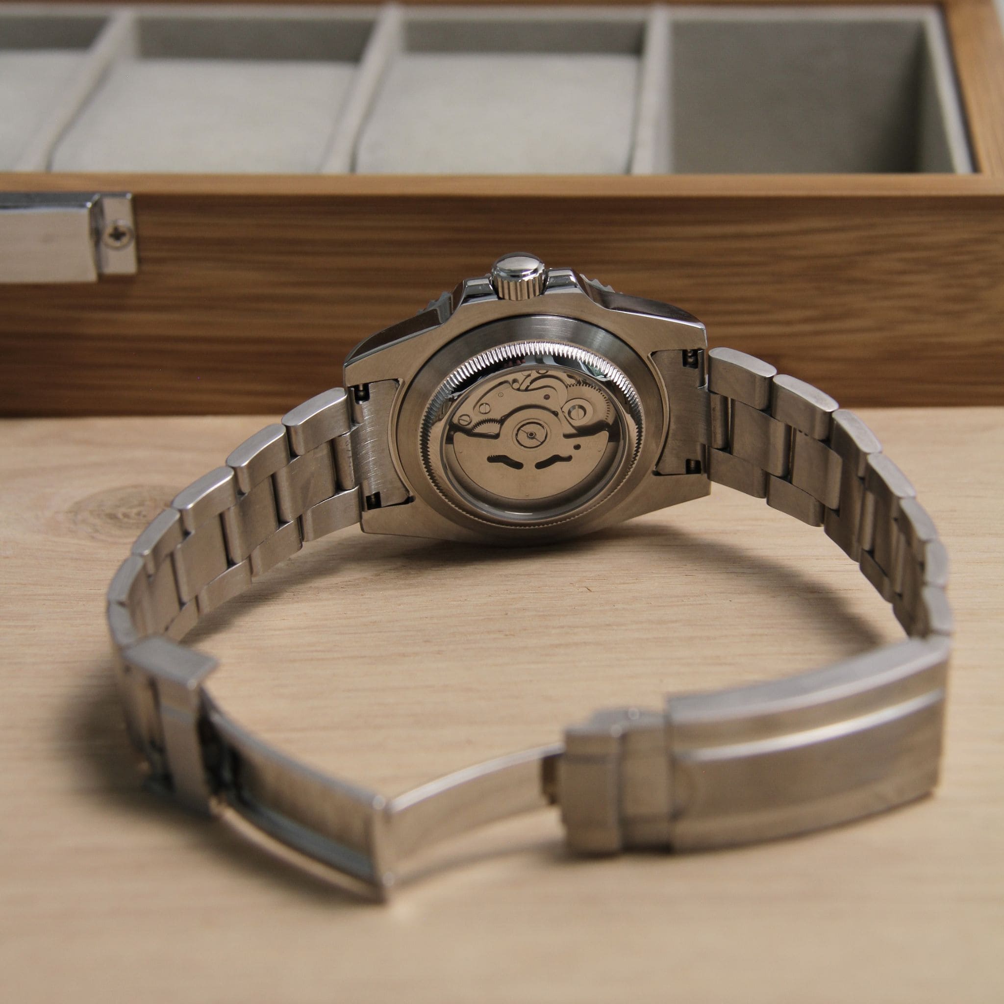 Montre Seiko Mod Yachtmaster bleu avec bracelet – mouvement automatique visible NH35
