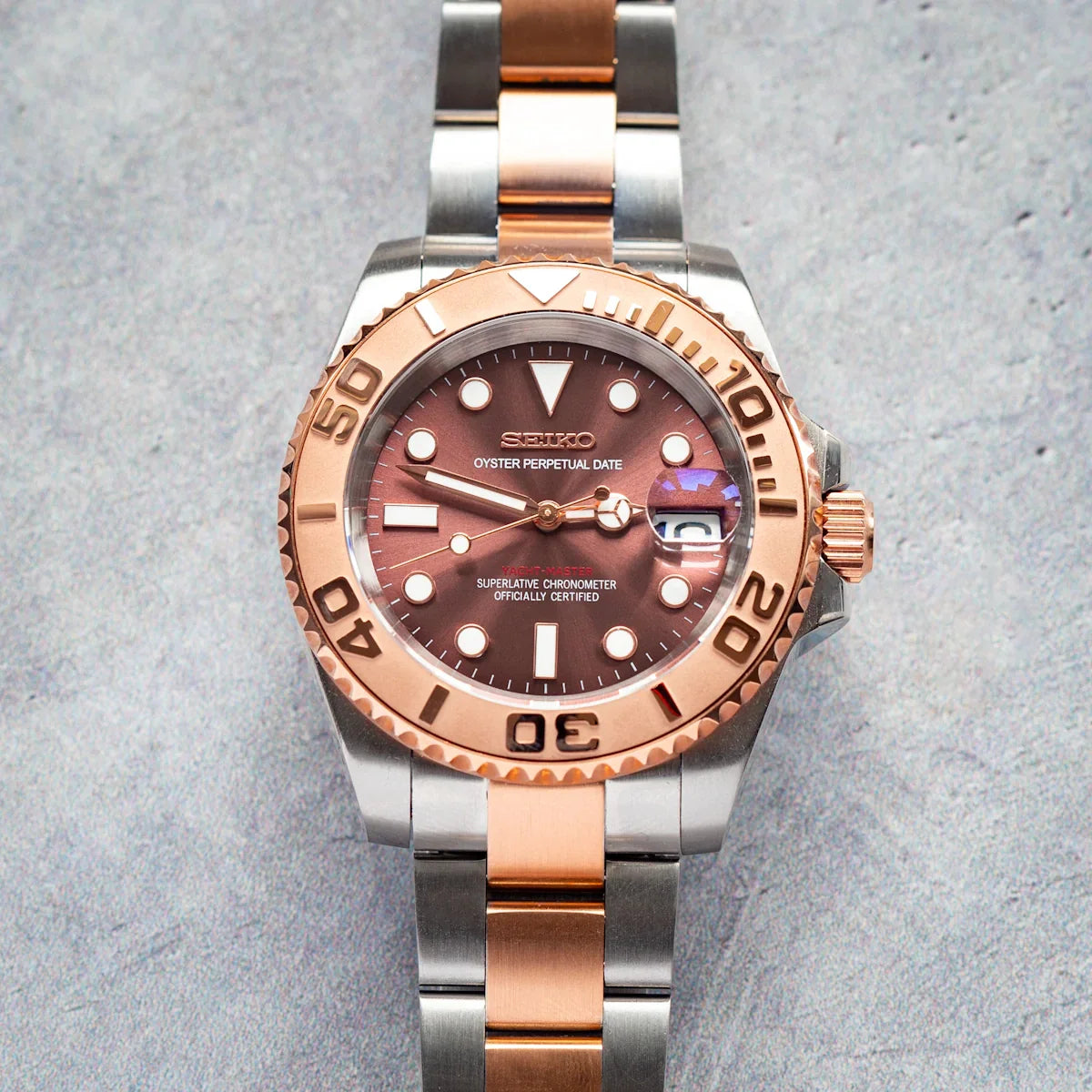 Seiko Mod Yachtmaster Rose Gold 40mm - Custom Automatic Watch | NH35