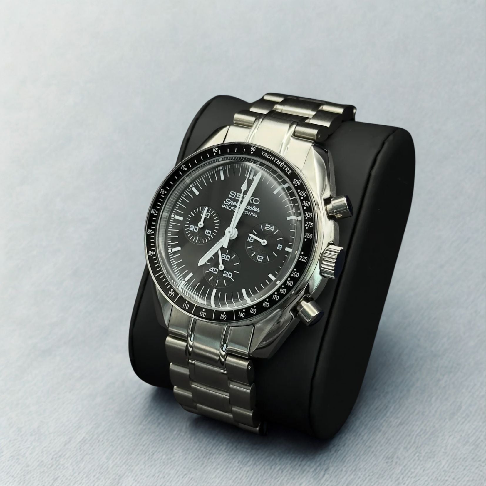 Seiko Mod Speedmaster Black 40mm - Mechanical Quartz Watch Seiko Mod Speedmaster Black 40mm - Mechanical Quartz Watch