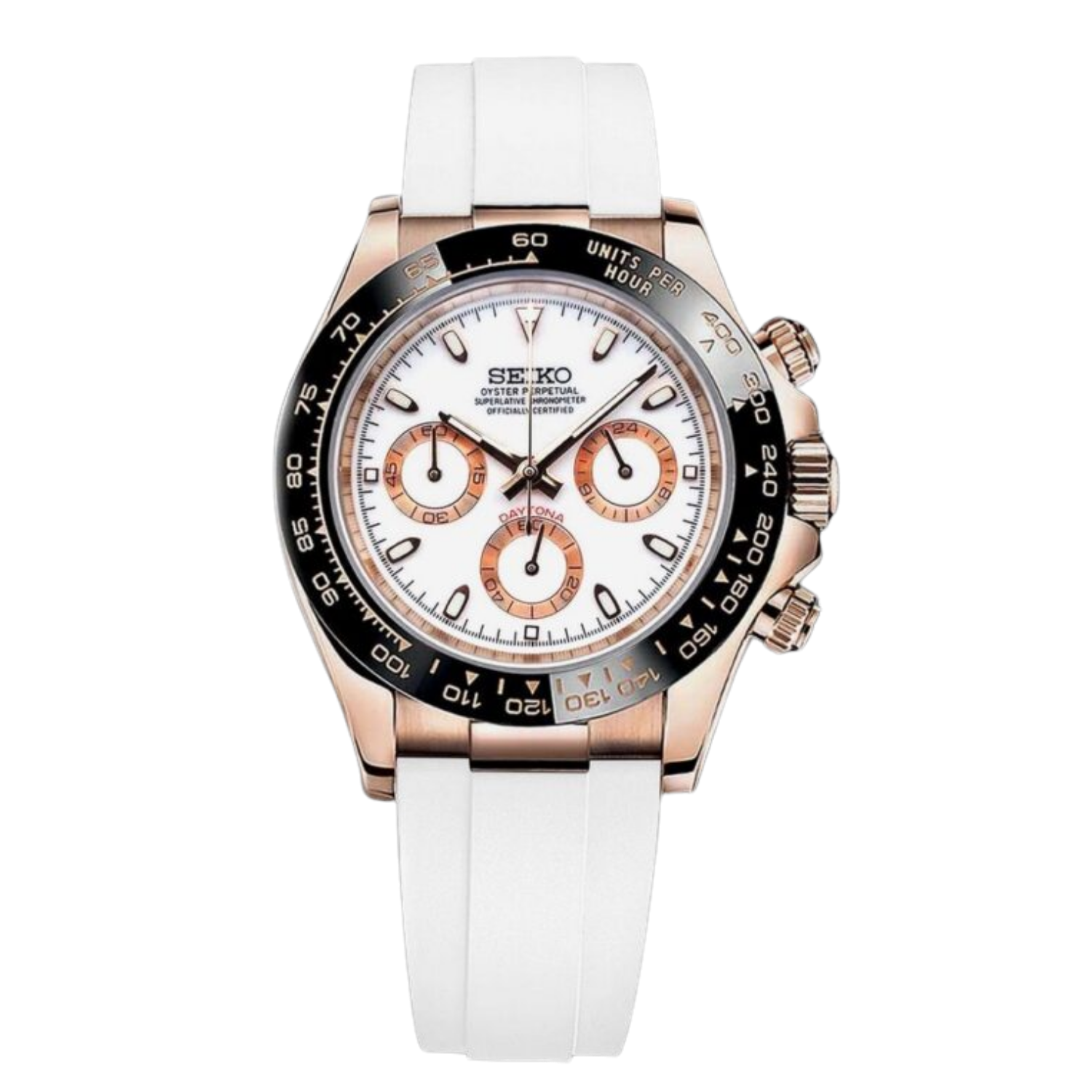 SEIKO MOD DAYTONA | OYSTERFLEX OR ROSE BLANC