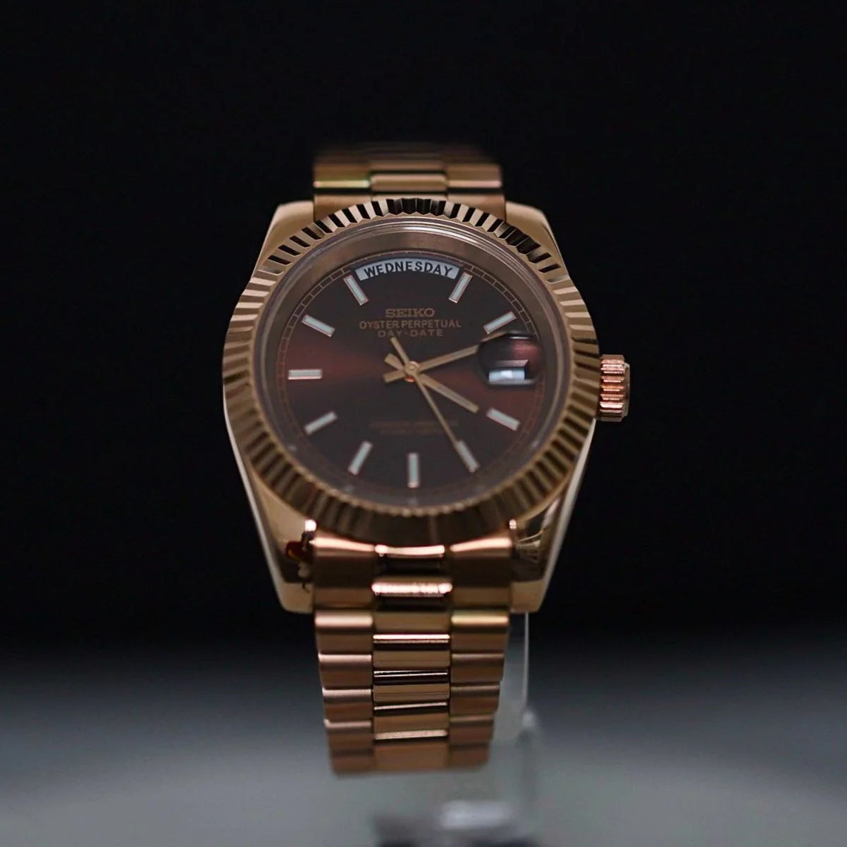 Seiko Mod Day Date Chocolat Or 36/39mm Automatique