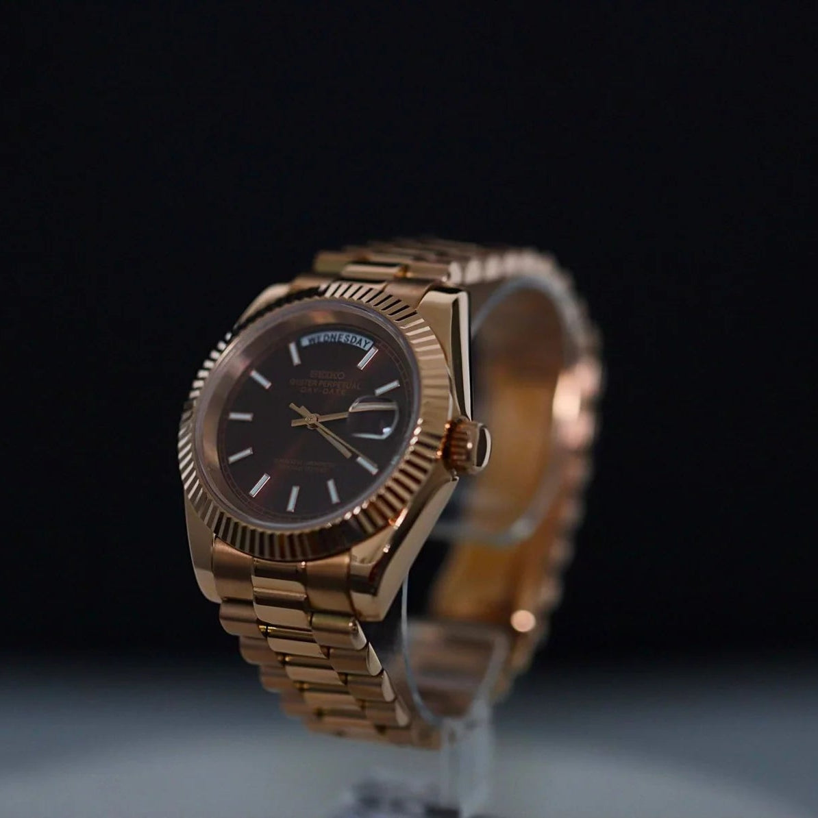 Seiko Mod Day Date Chocolat Or 36/39mm Automatique