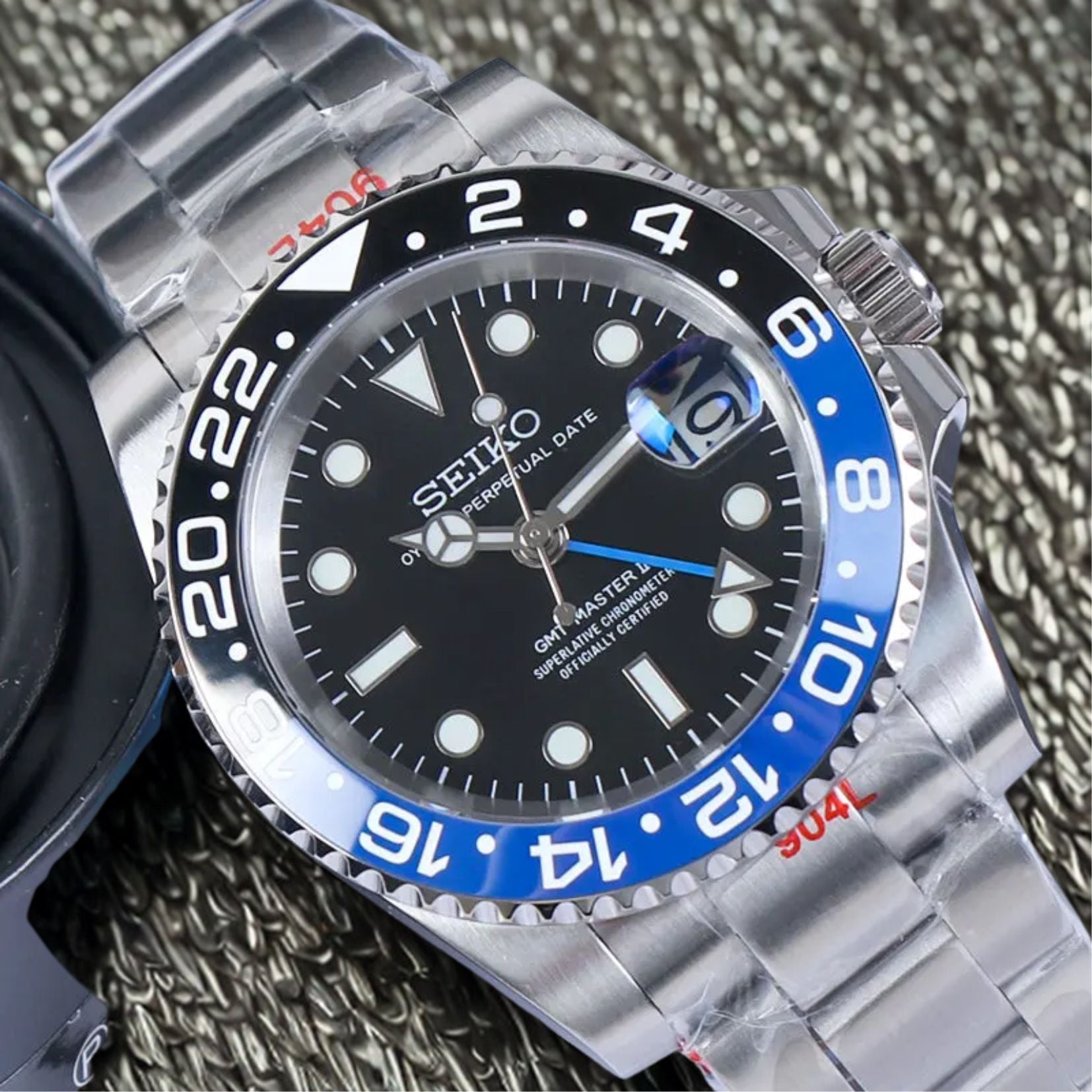 Seiko Mod GMT Batman Black Blue - 40mm