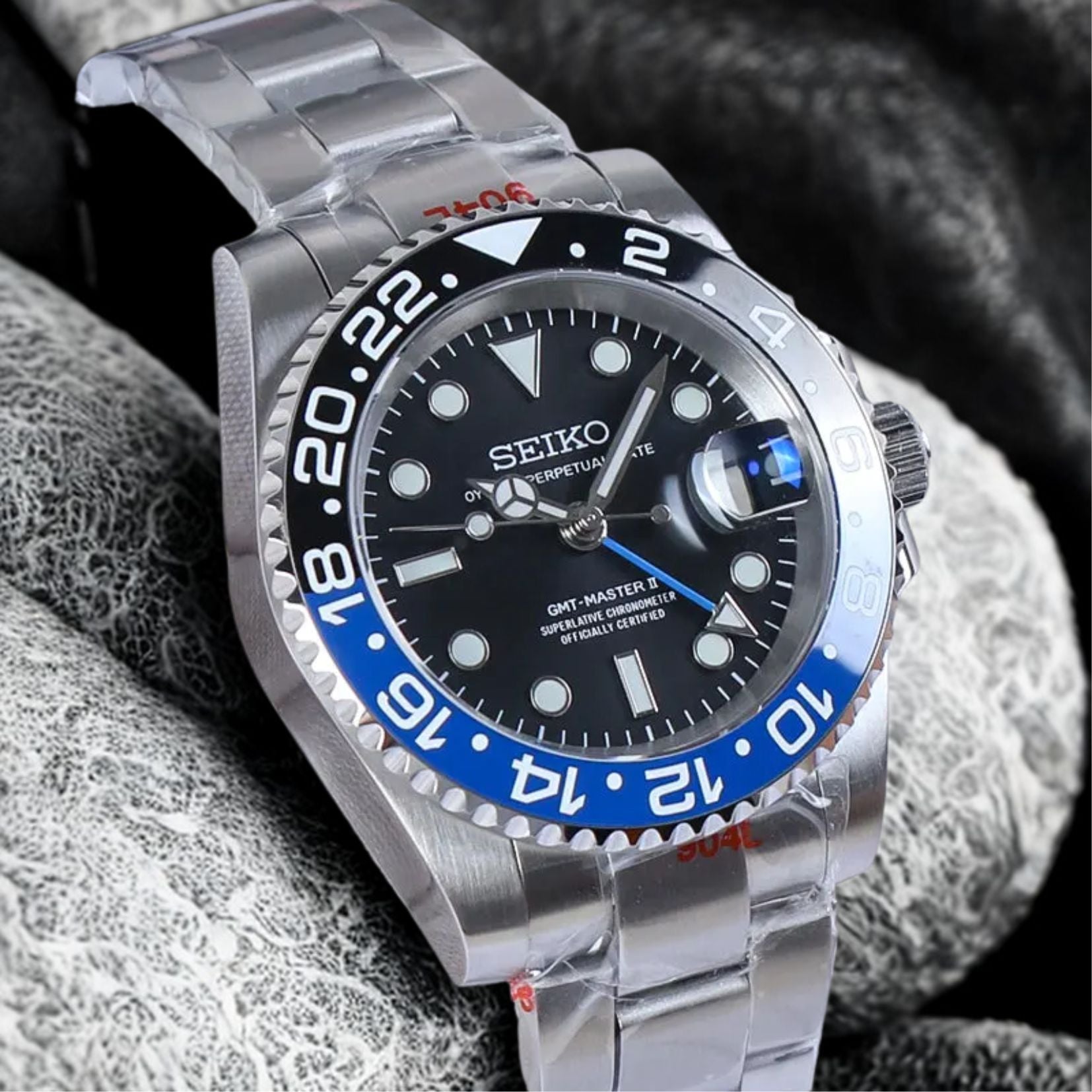 Seiko Mod GMT Batman Black Blue - 40mm