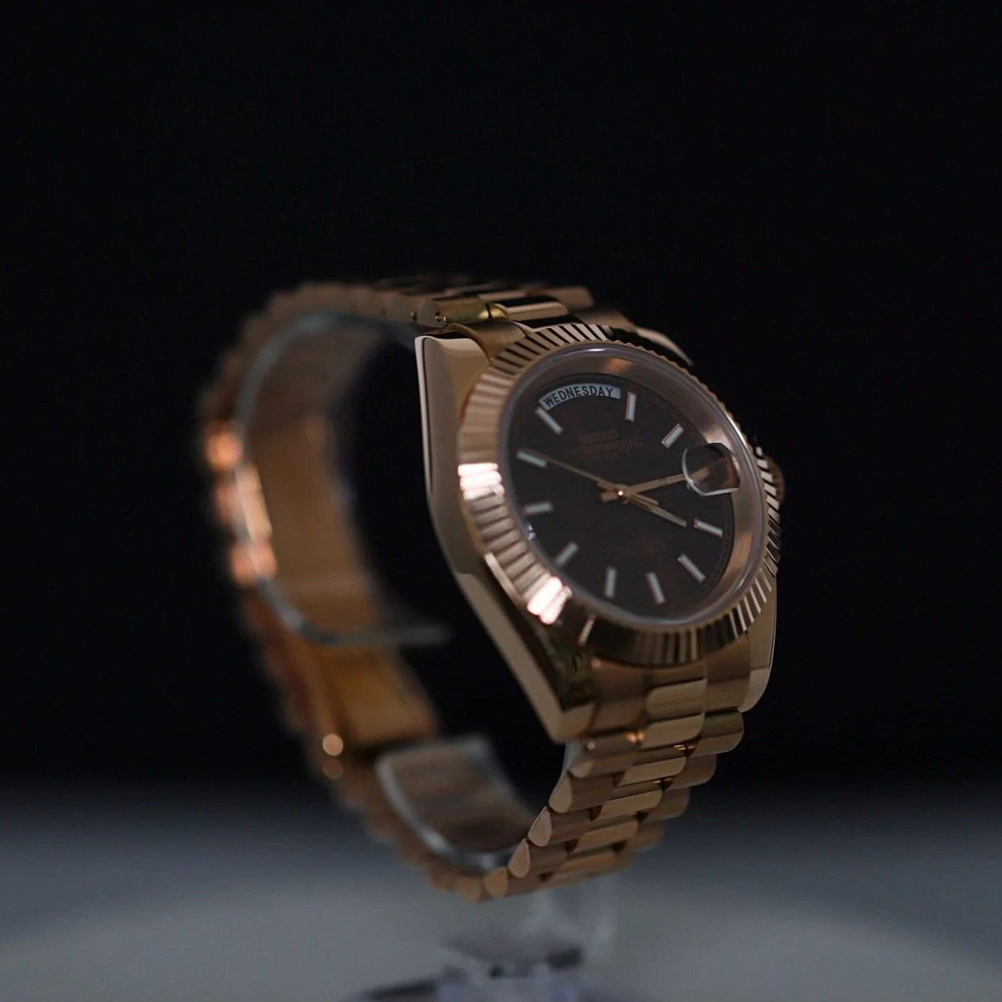 Seiko Mod Day Date Chocolat Or 36/39mm Automatique