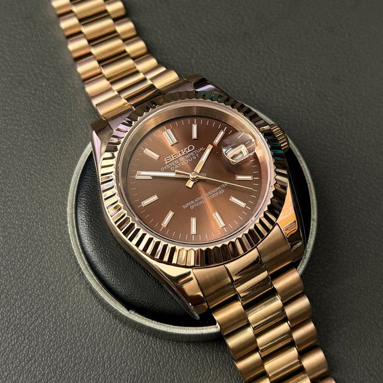 Seiko Mod Day Date Chocolat Or 36/39mm Automatique
