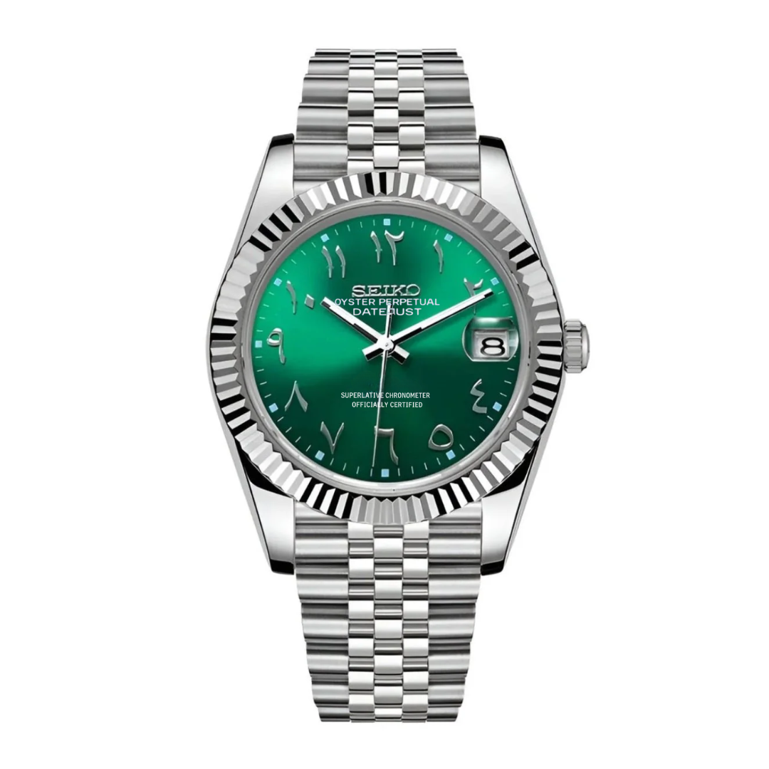 Seiko Mod Datejust Arabic Green 36/40mm