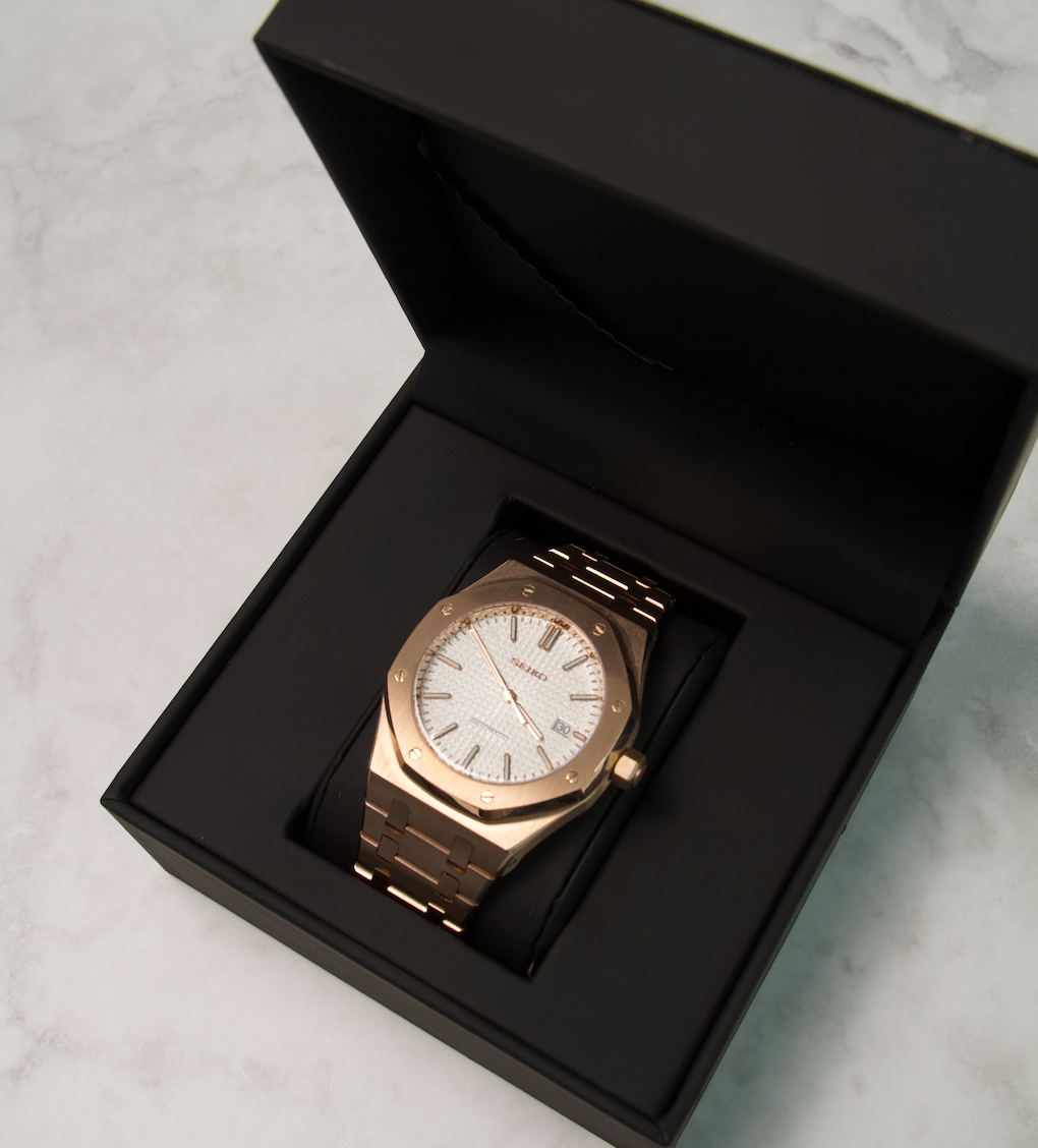 Seiko Mod Royal Oak White Rose Gold 41mm - Custom Automatic Watch | NH35