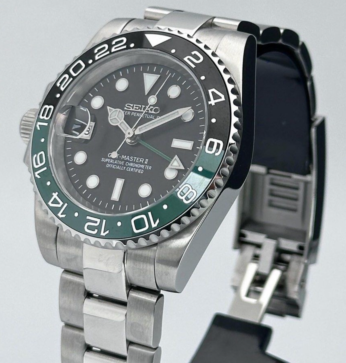 Seiko Mod GMT Sprite Black Green 40mm - Custom Automatic Watch | NH34