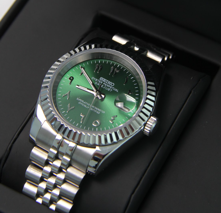 Seiko Mod Datejust Arabic Green 36/40mm