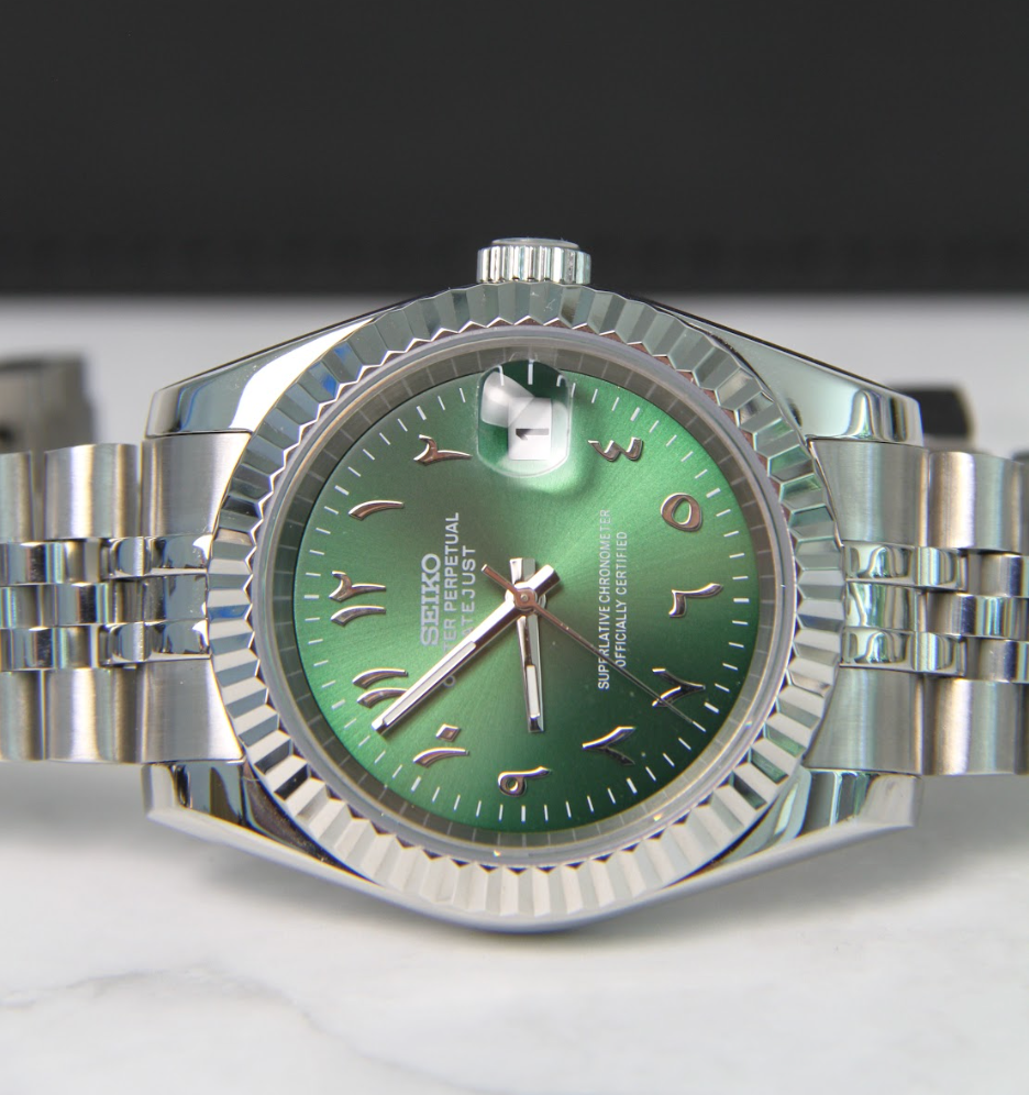 Seiko Mod Datejust Arabic Green 36/40mm