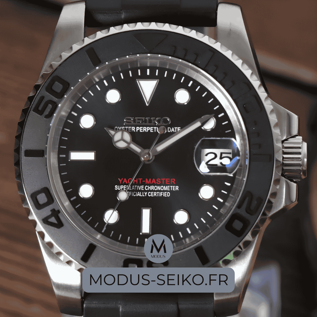 Seiko Mod Yacht Master NH35 Silver Black 40mm – Nautical Elegance and  Horological Precision – Modus Seiko