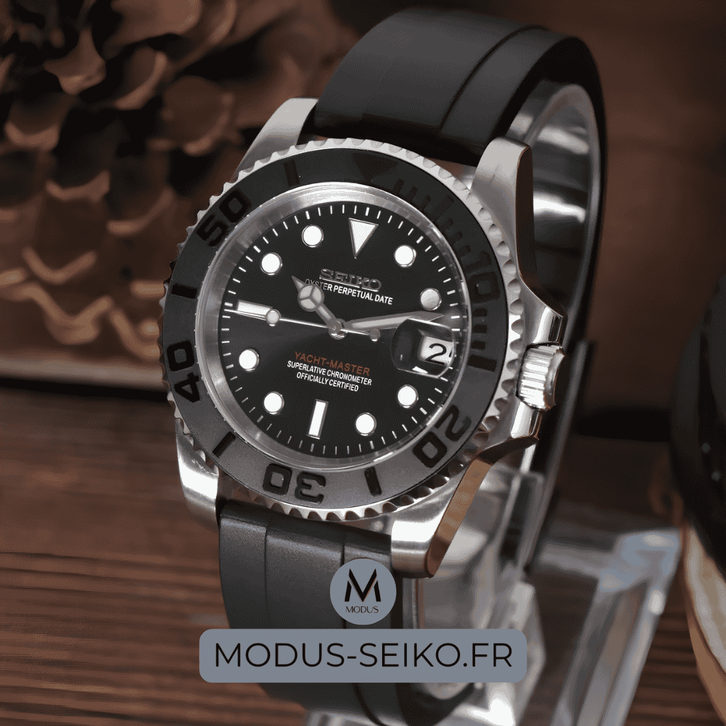 Seiko Mod Yacht Master NH35 Silver Black 40mm – Nautical Elegance and  Horological Precision – Modus Seiko