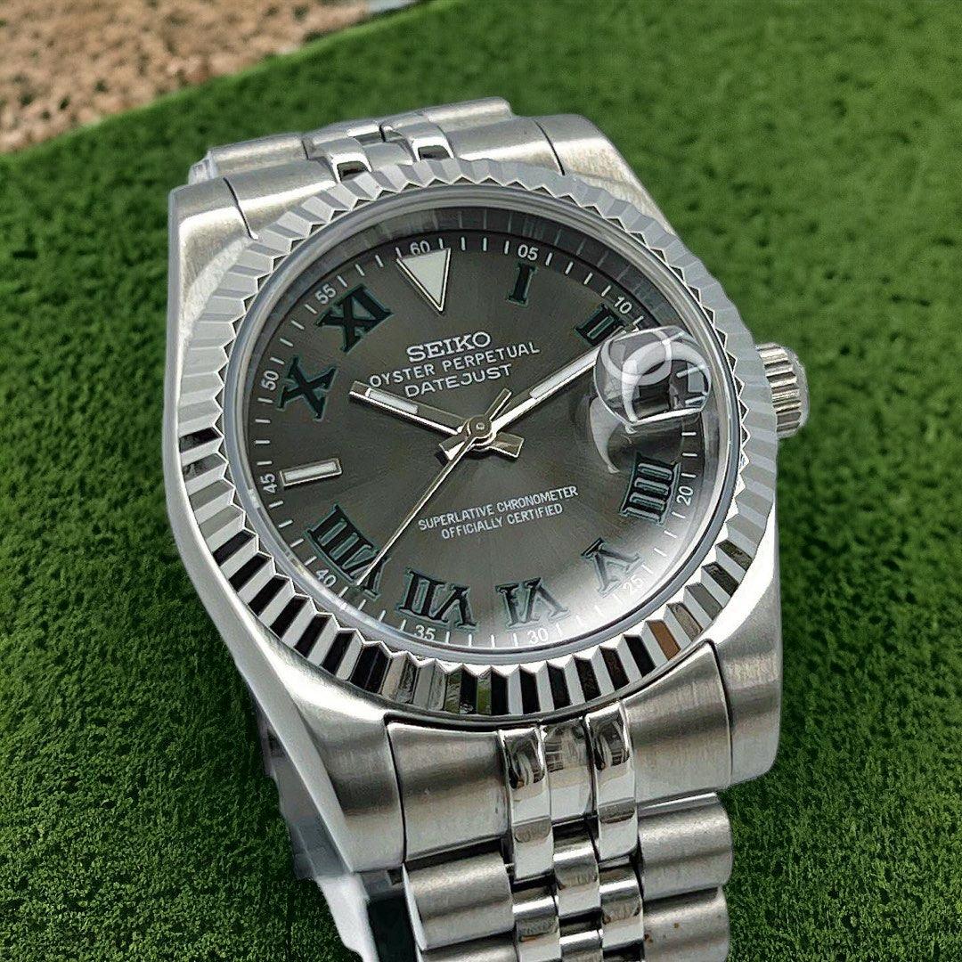 Seiko Mod Datejust Wimbledon Green Gray 36/40mm