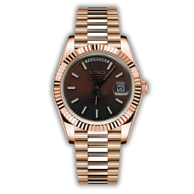 Seiko Mod Day Date Chocolat Or 36/39mm Automatique