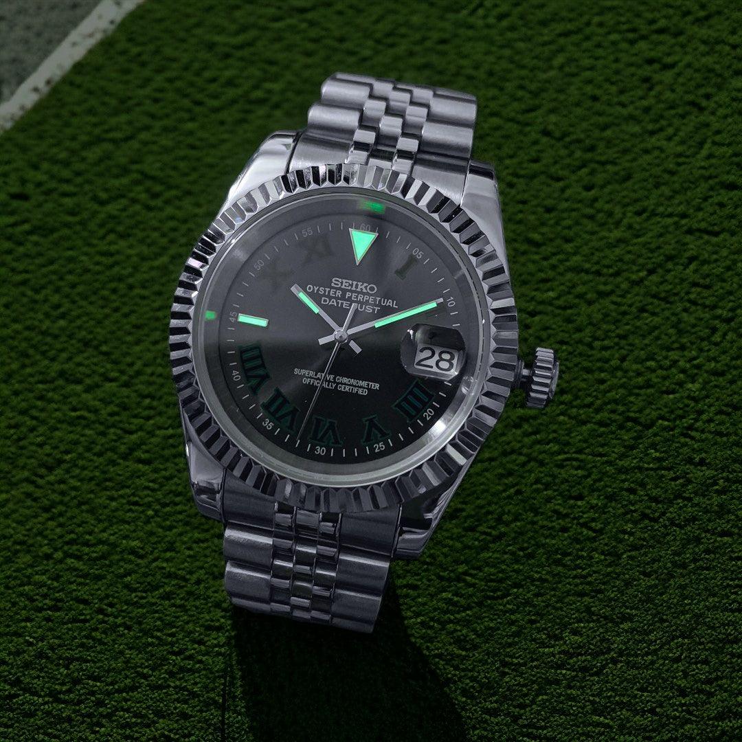 Seiko Mod Datejust Wimbledon Green Gray 36/40mm