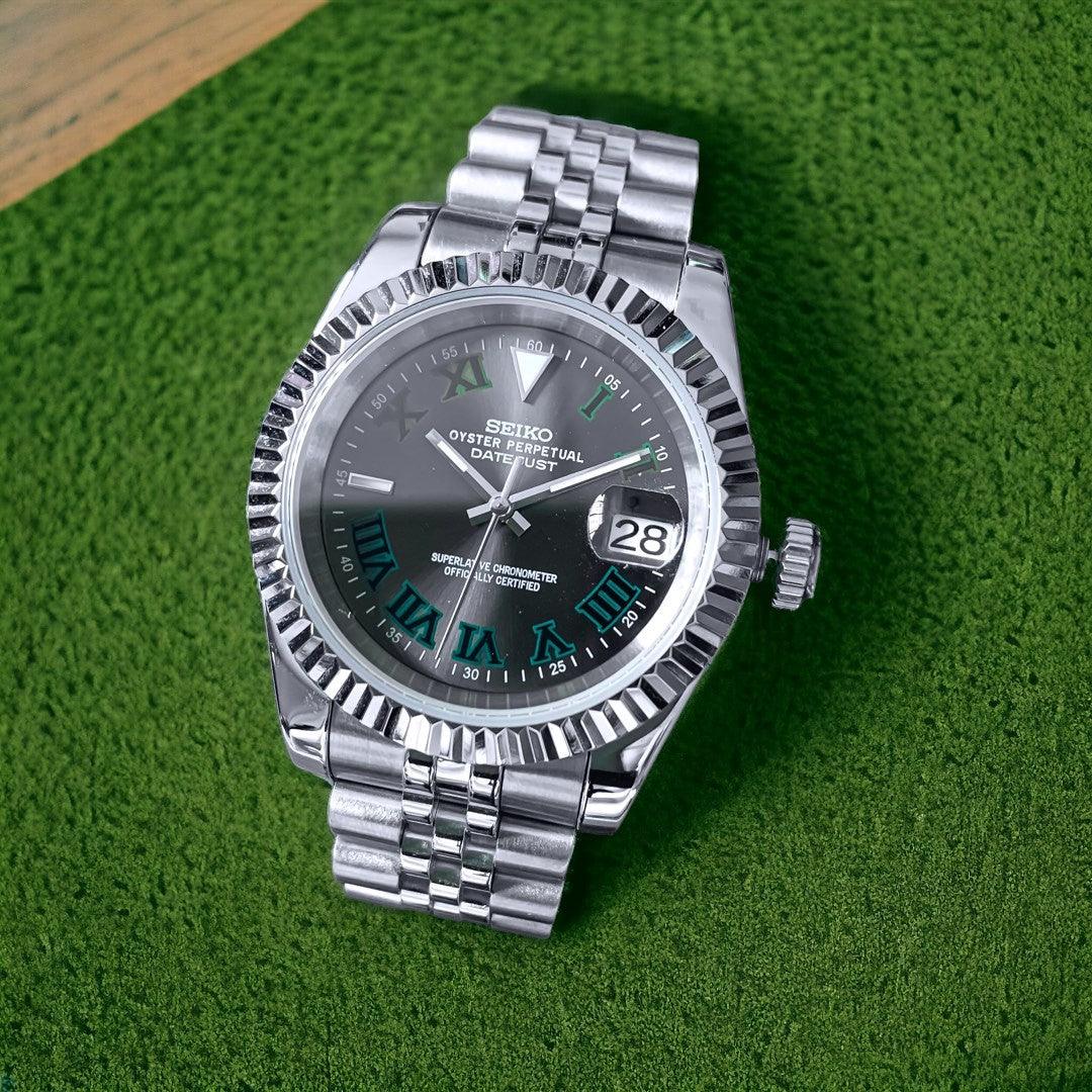 Seiko Mod Datejust Wimbledon Green Gray 36/40mm